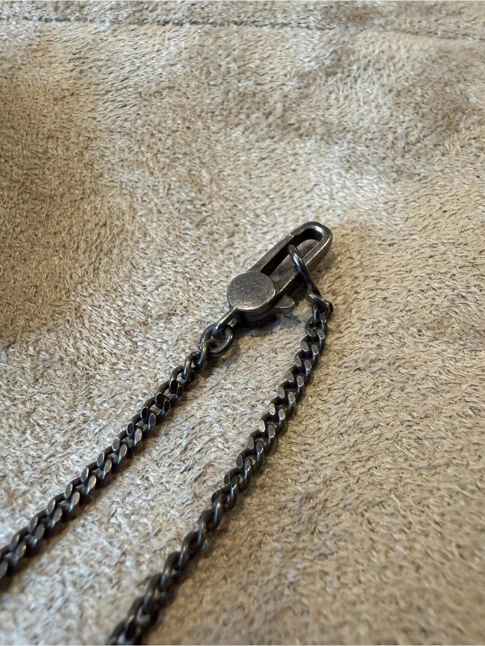 GUCCI Gunmetal .925 SS Textured Dog Tag Pendant Necklace; Length 20”- 22”
